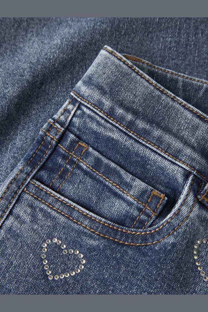 Name It - Nkfrose Wide Rhinestone Jeans 4417-Im T - 4912053 Denim Blue Rhinestone Bows