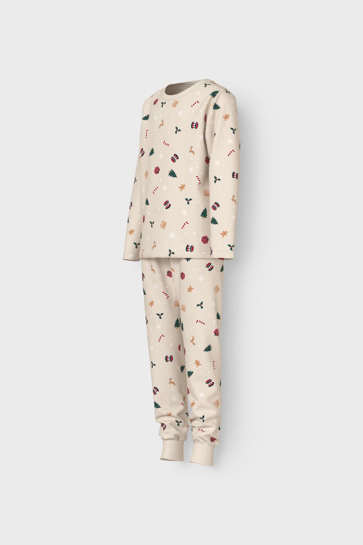 Name It - Nknvismas Ls Nightset - 4918936 Whitecap Gray Xmas Aop