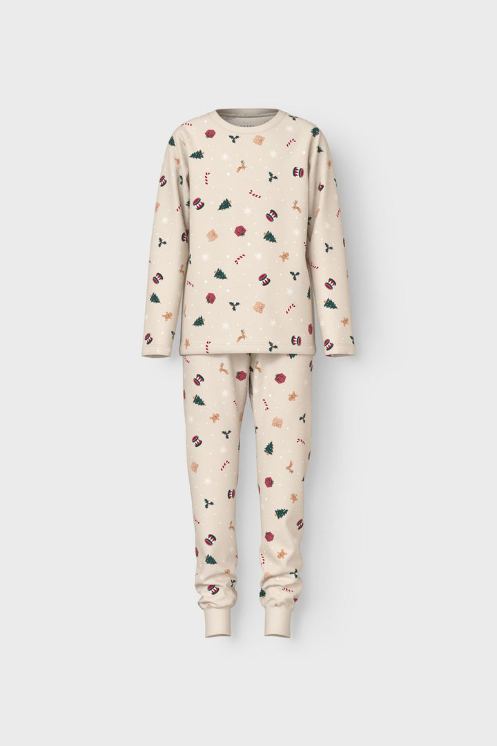 Name It - Nknvismas Ls Nightset - 4918936 Whitecap Gray Xmas Aop