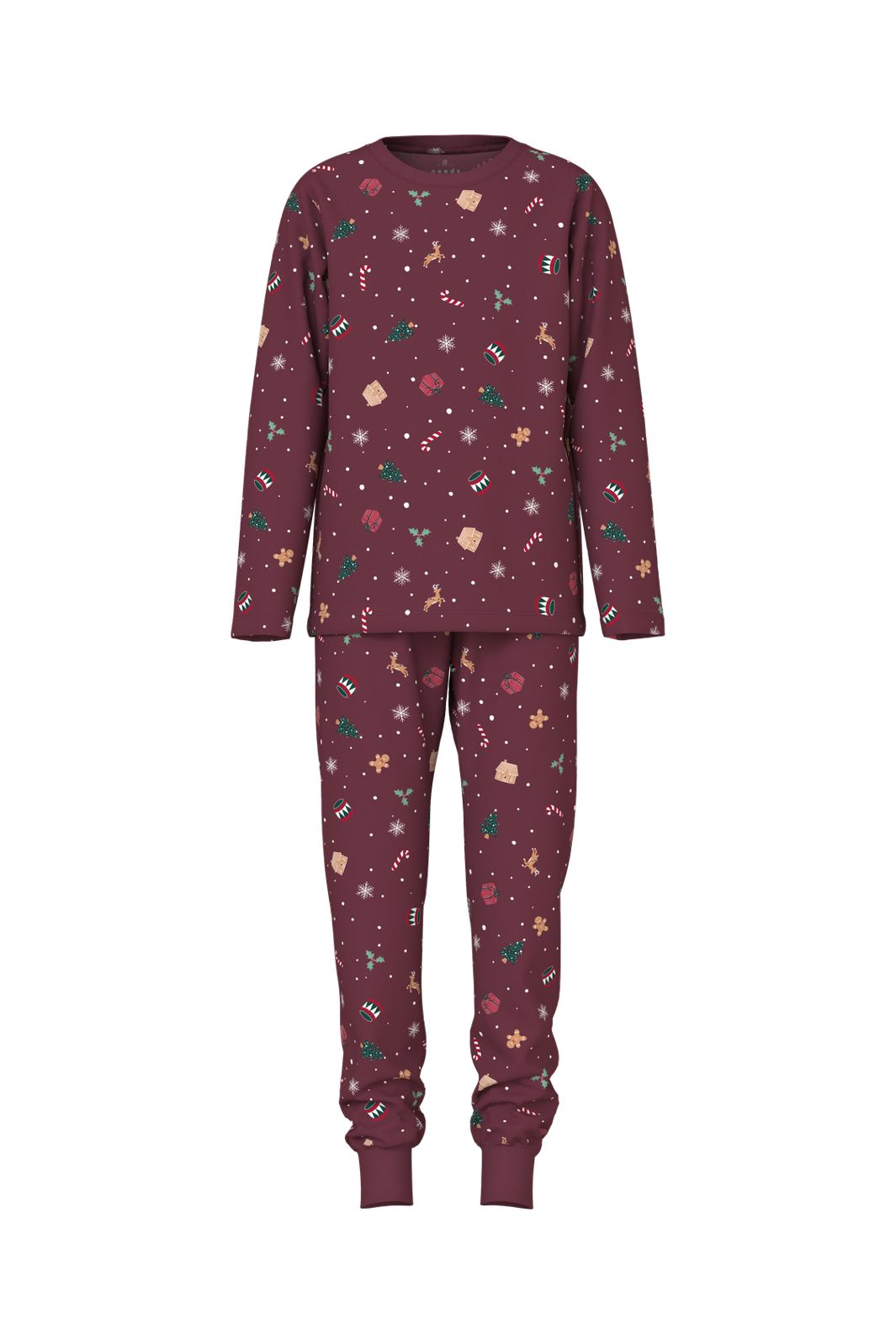 Name It - Nknvismas Ls Nightset - 4918937 Burgundy Xmas Aop