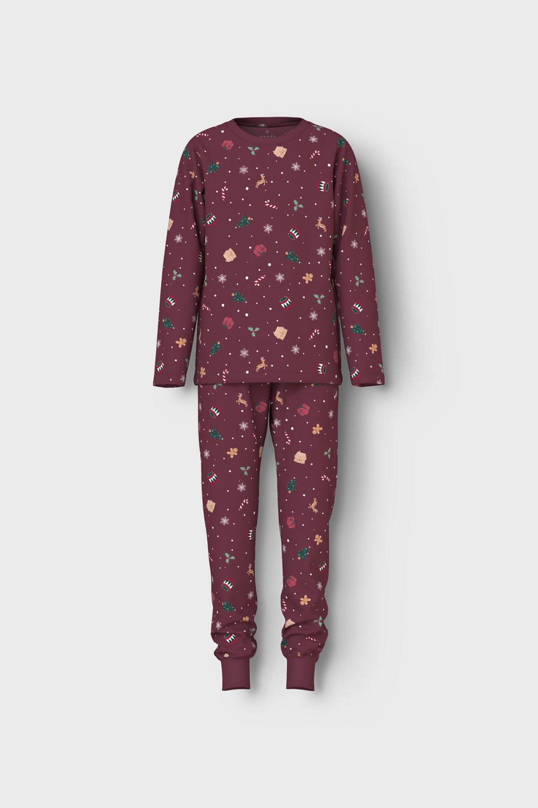 Name It - Nknvismas Ls Nightset - 4918937 Burgundy Xmas Aop