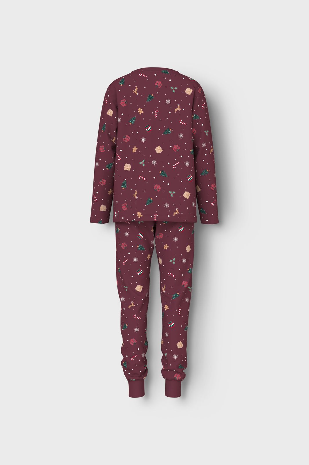 Name It - Nknvismas Ls Nightset - 4918937 Burgundy Xmas Aop
