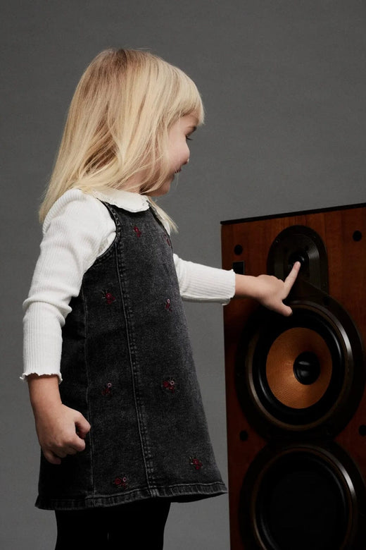 Name It - Nmfbrynn Emb Spencer 2006-Fr - 4872581 Medium Grey Denim Flower Emb Kjoler 