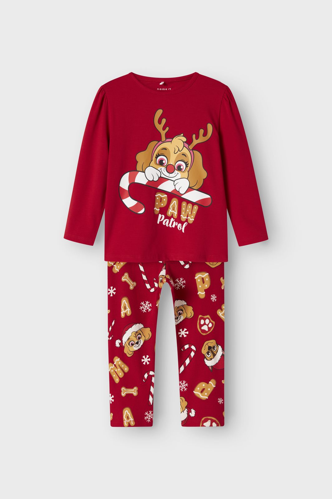 Name It - Nmfsarba Paw Ls Nightset - 4842022 Barbados Cherry
