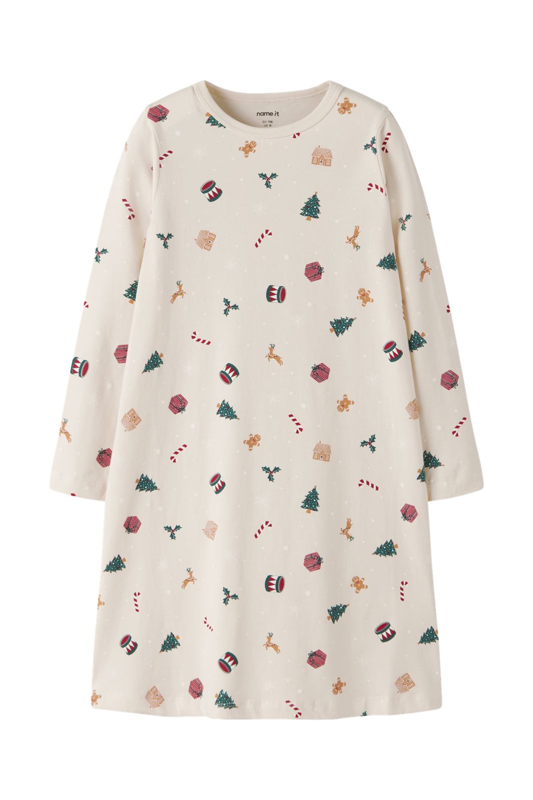 Name It - Nmfvismas Ls Nightgown - 4921666 Whitecap Gray