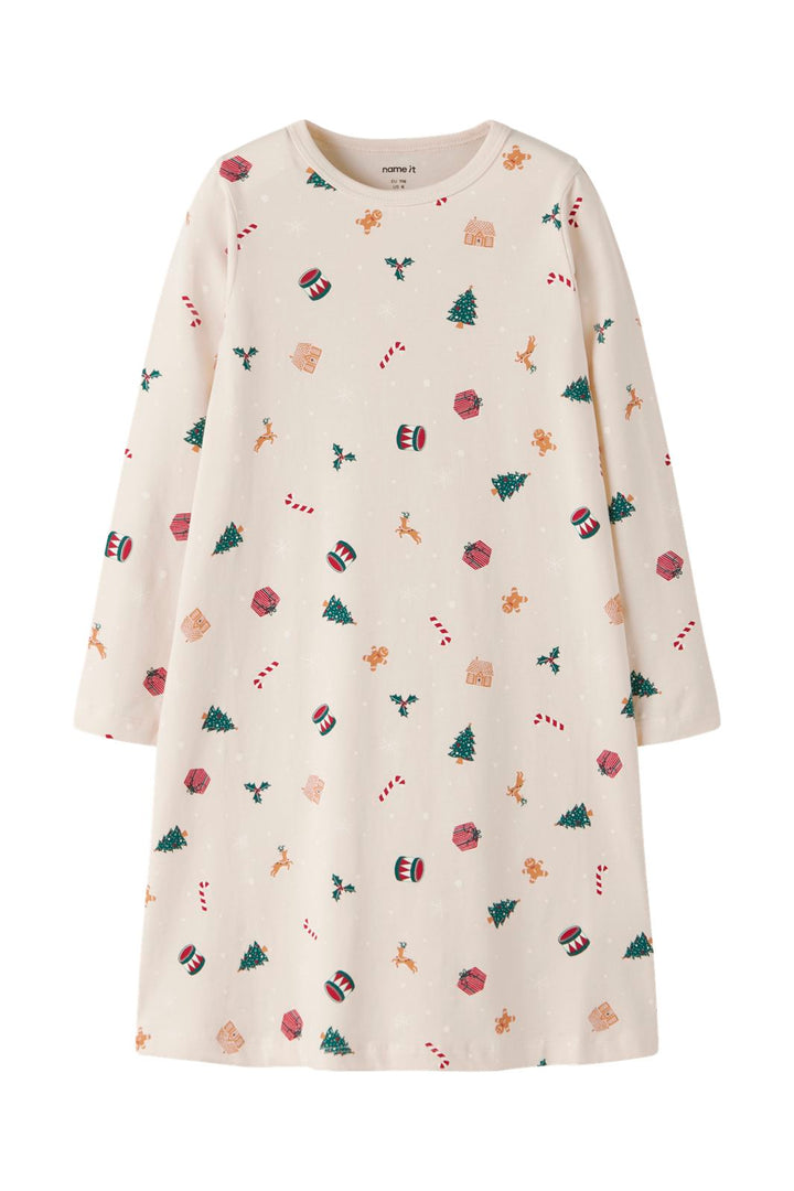 Name It - Nmfvismas Ls Nightgown - 4921666 Whitecap Gray