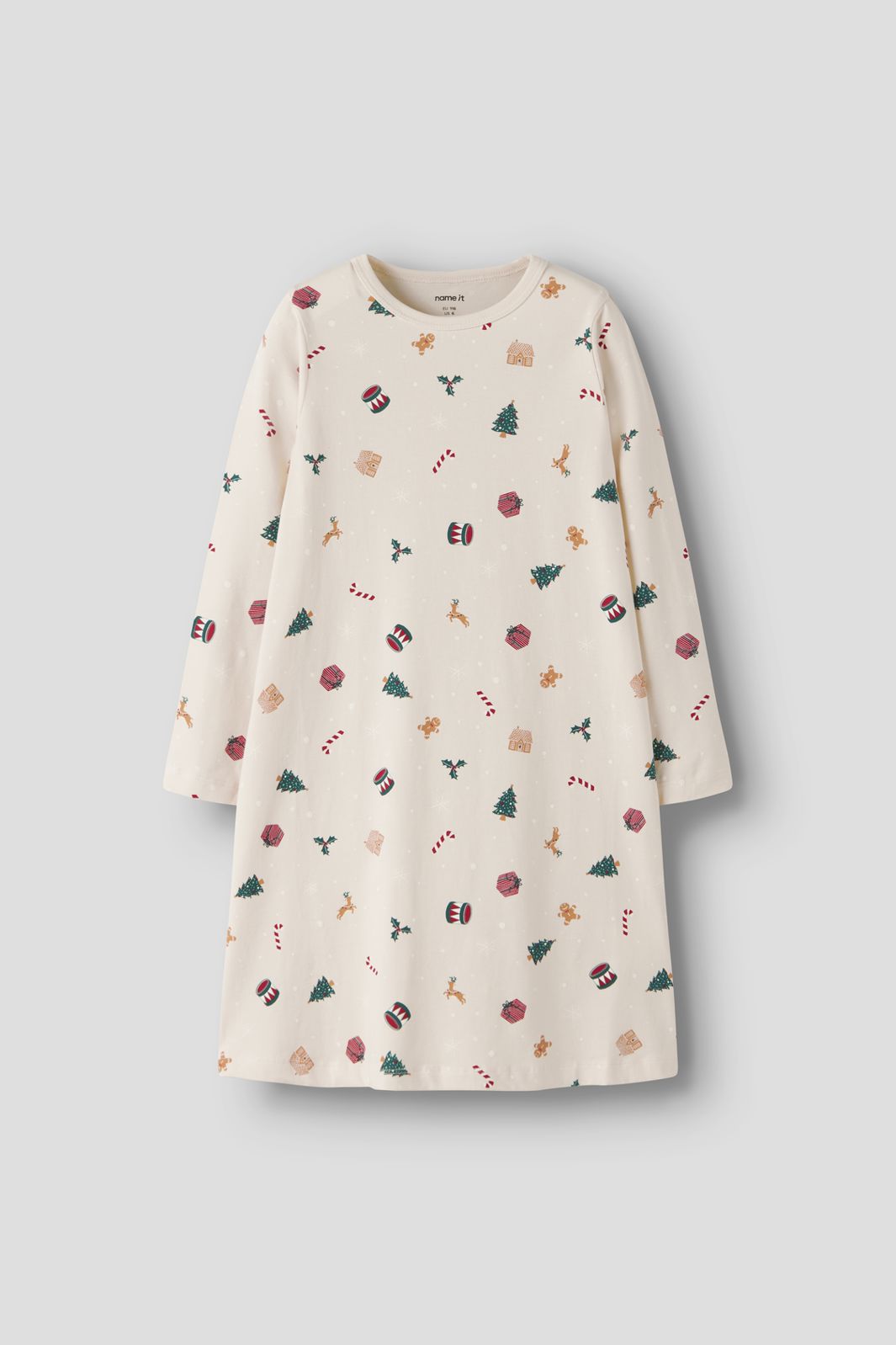 Name It - Nmfvismas Ls Nightgown - 4921666 Whitecap Gray