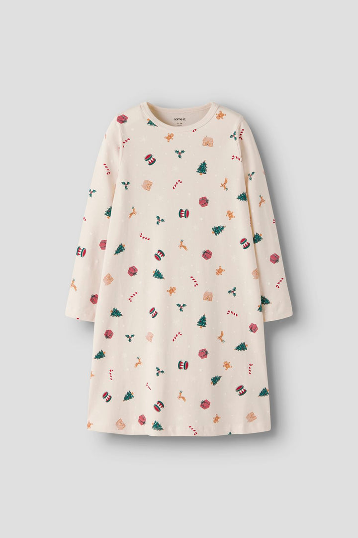 Name It - Nmfvismas Ls Nightgown - 4921666 Whitecap Gray