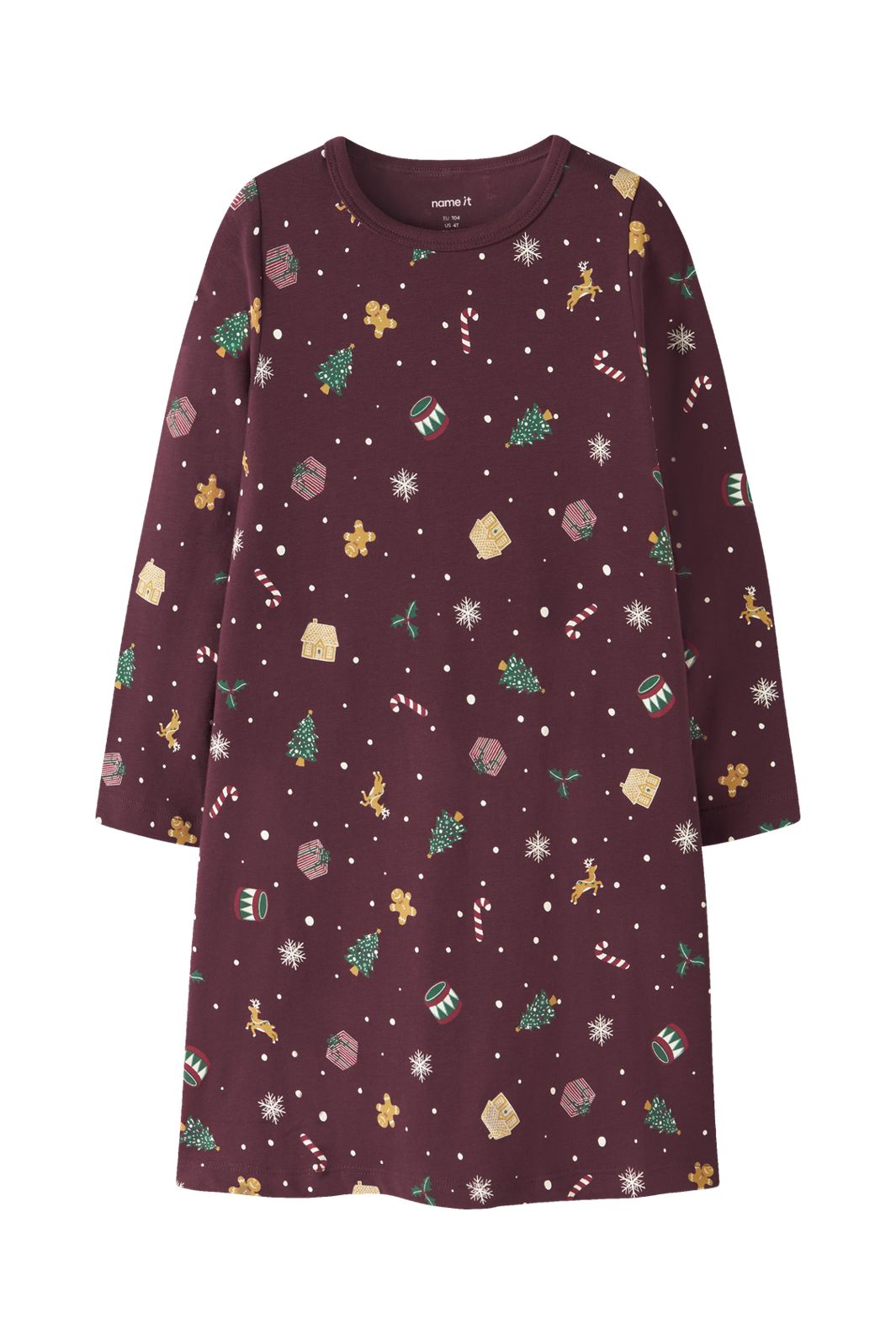 Name It - Nmfvismas Ls Nightgown - 4926435 Burgundy