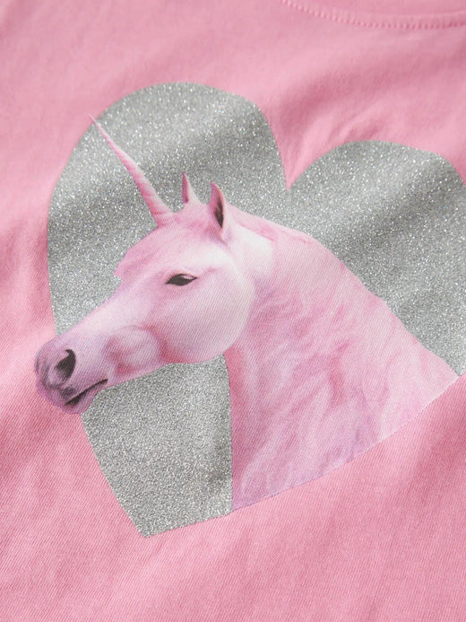 Name It - Nmfvotia Capsl Top - 5058356 Pink Drink Glitter Unicorn T-shirts 