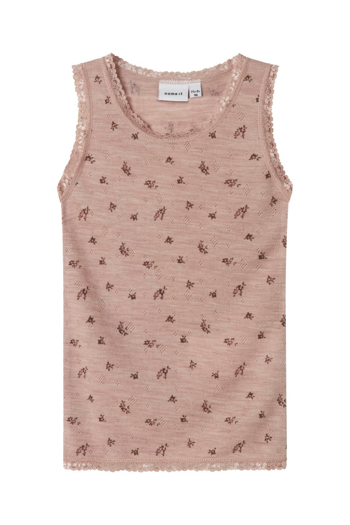 Name It - Nmfwang Wool Needle Tank Top - 4737134 Shadow Gray Small Flowers