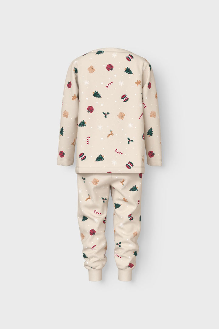 Name It - Nmnvismas Ls Nightset - 4918965 Whitecap Gray Xmas Aop