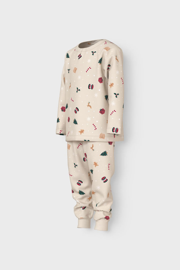Name It - Nmnvismas Ls Nightset - 4918965 Whitecap Gray Xmas Aop