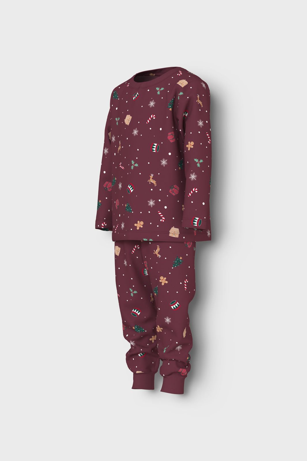 Name It - Nmnvismas Ls Nightset - 4918966 Burgundy Xmas Aop