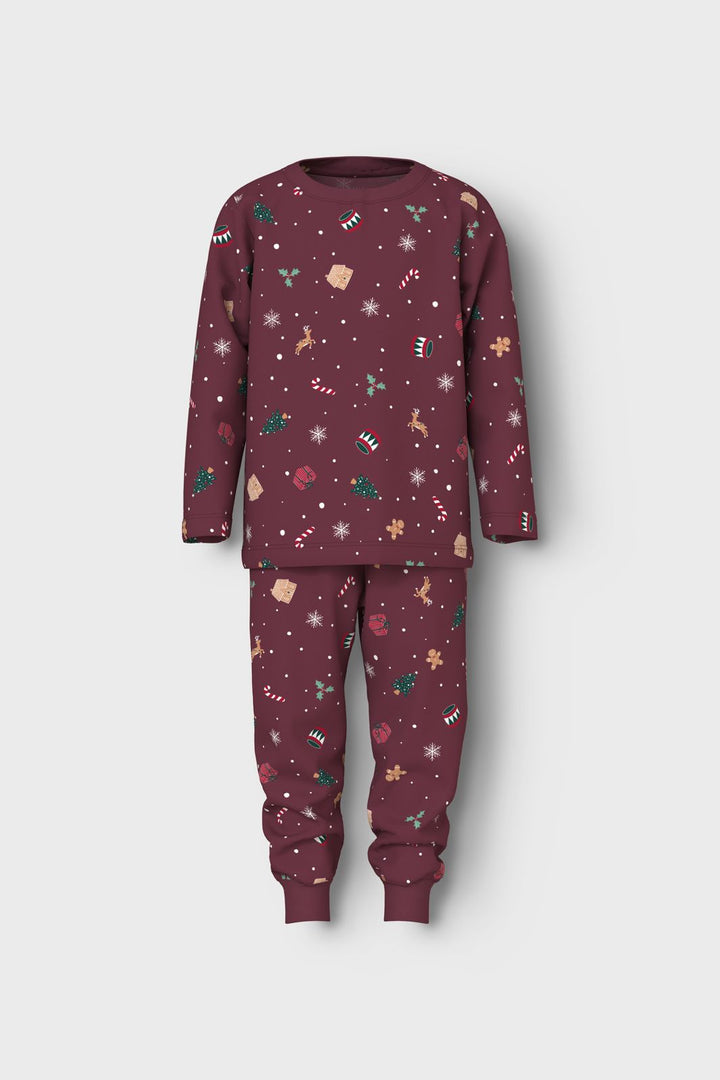 Name It - Nmnvismas Ls Nightset - 4918966 Burgundy Xmas Aop