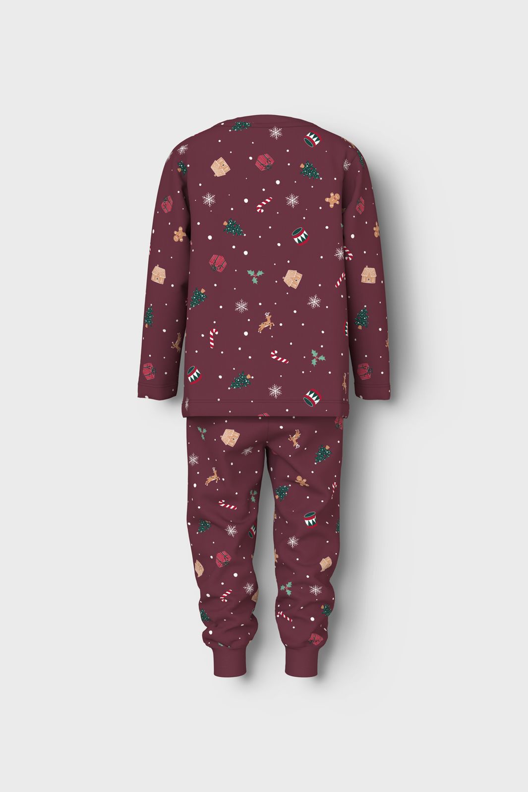 Name It - Nmnvismas Ls Nightset - 4918966 Burgundy Xmas Aop