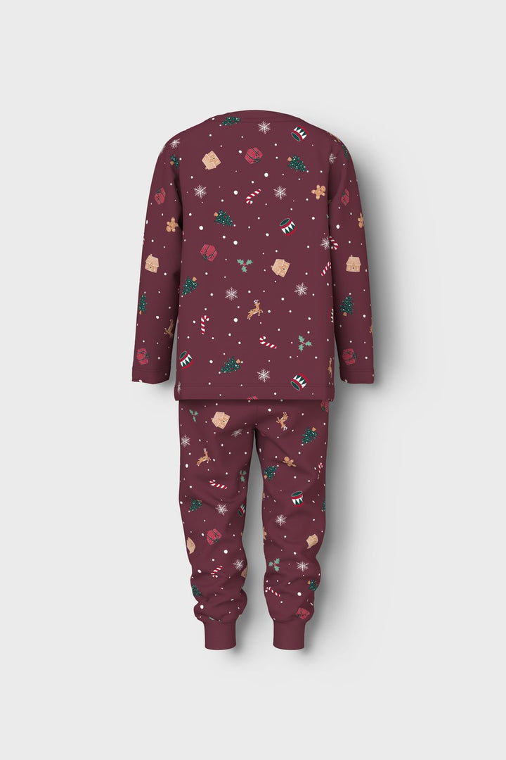 Name It - Nmnvismas Ls Nightset - 4918966 Burgundy Xmas Aop
