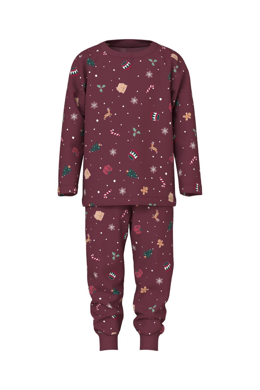 Name It - Nmnvismas Ls Nightset - 4918966 Burgundy Xmas Aop