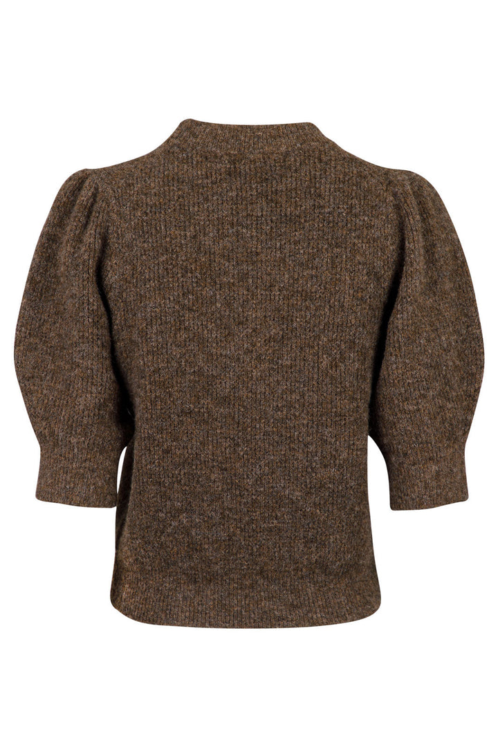 Neo Noir - Abi N Stitch Blouse - Mocca Melange Strikbluser 