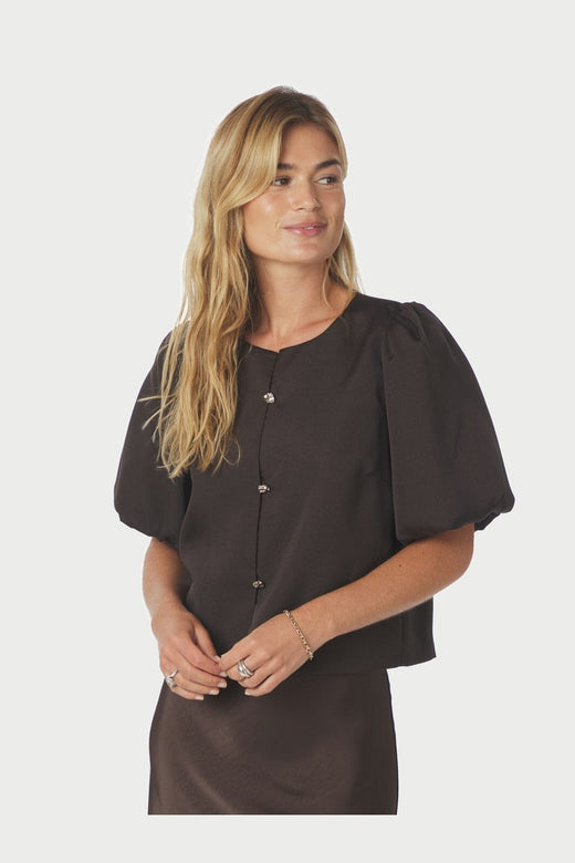 Neo Noir - Aisa Dull Satin Blouse 164658 - 210 - Brown