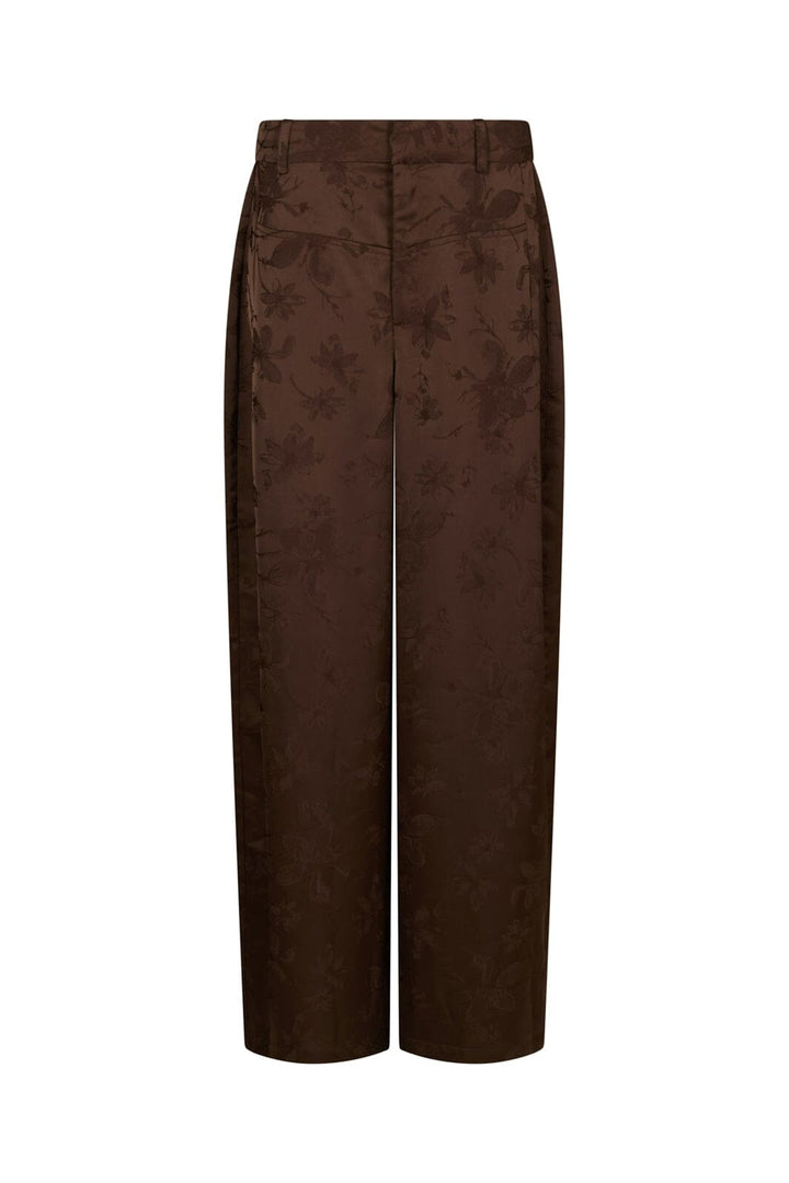 Neo Noir - Allie Floral Satin Pants 171185 - 676 - Dark Brown