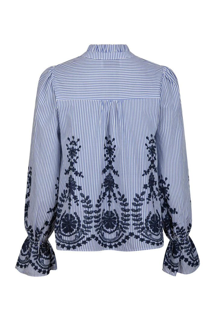 Neo Noir - Amara Stripe Emb Blouse 163363 - 140 - Blue