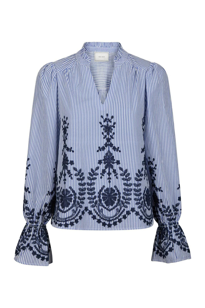 Neo Noir - Amara Stripe Emb Blouse 163363 - 140 - Blue