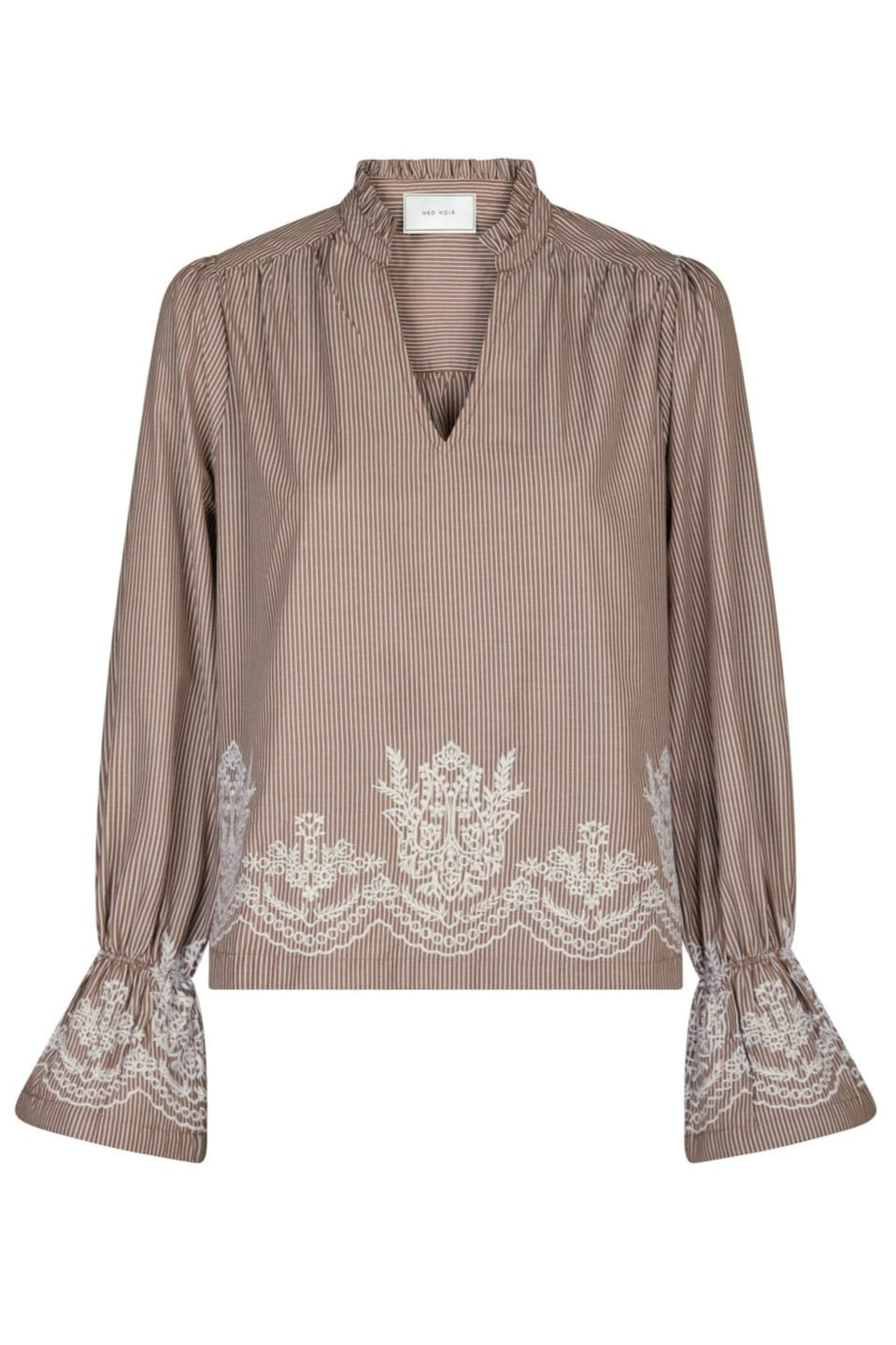 Neo Noir - Amara Striped Emb Blouse 166705 - 543 - Camel