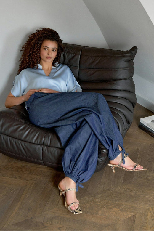 Neo Noir - Anelle Heavy Sateen Blouse 168286 - 145 - Light Blue T-shirts 