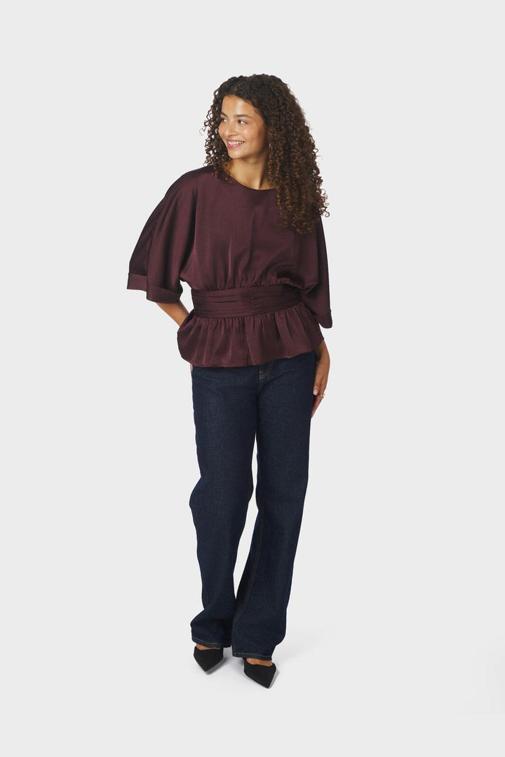 Neo Noir - Annegret Heavy Sateen Blouse 166830 - 174 - Burgundy