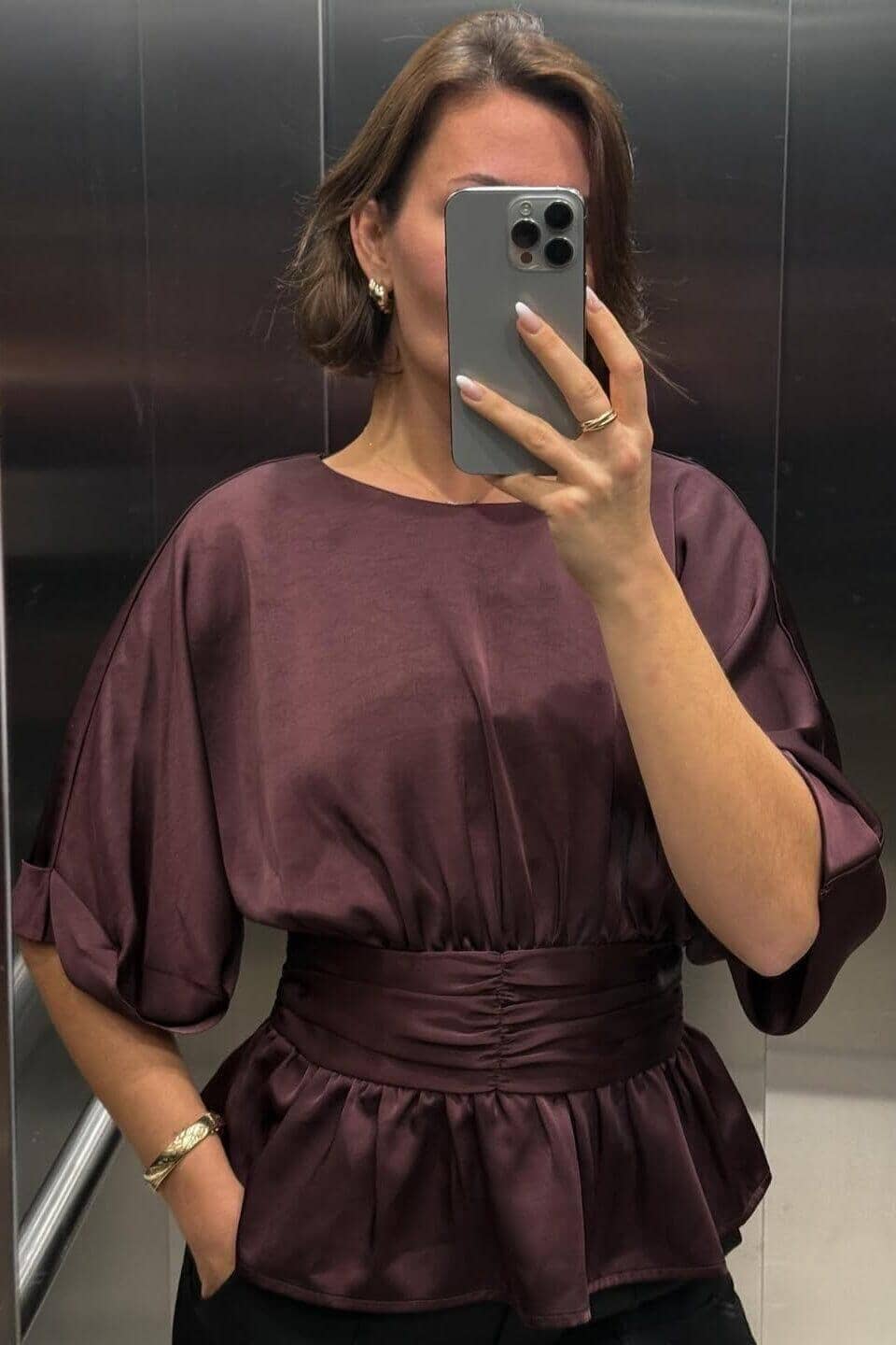 Neo Noir - Annegret Heavy Sateen Blouse 166830 - 174 - Burgundy Bluser 