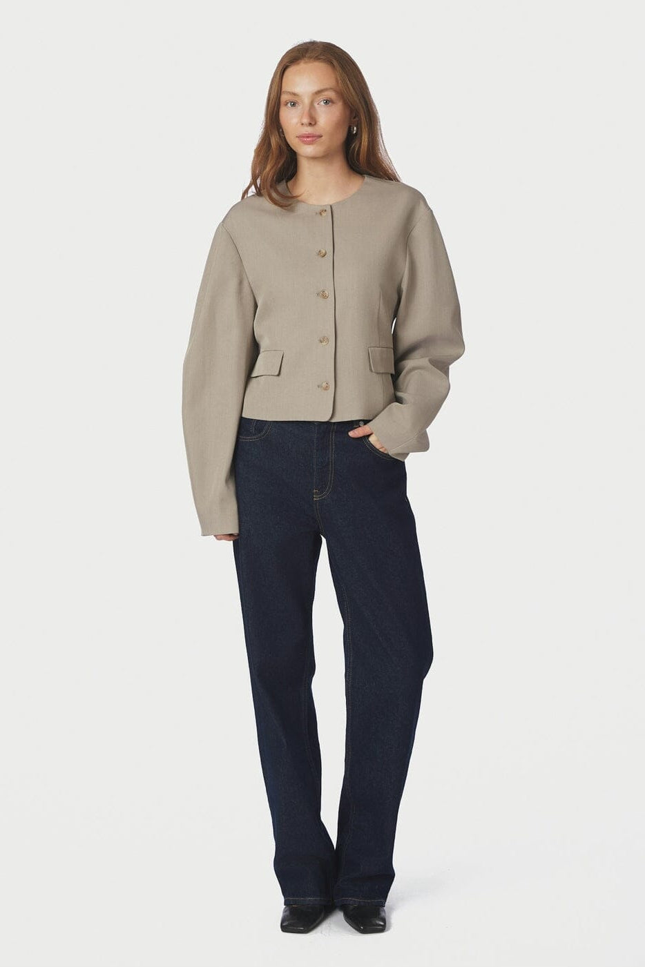 Neo Noir - Aranti Structure Curve Jacket 165619 - 189 - Warm Grey