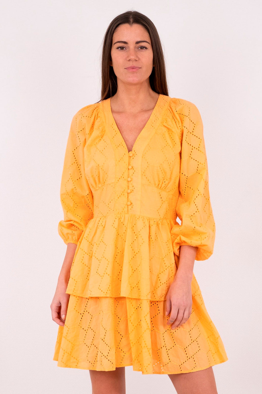 Neo Noir - Aronia Broderie Dress - Tangerine Kjoler 