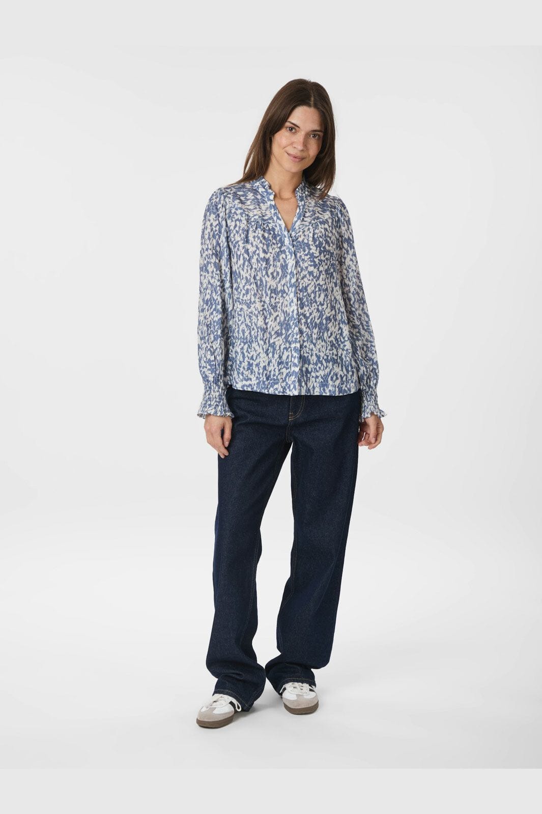 Neo Noir - Astrida Fracture Blouse 166406 - 142 - Dusty Blue