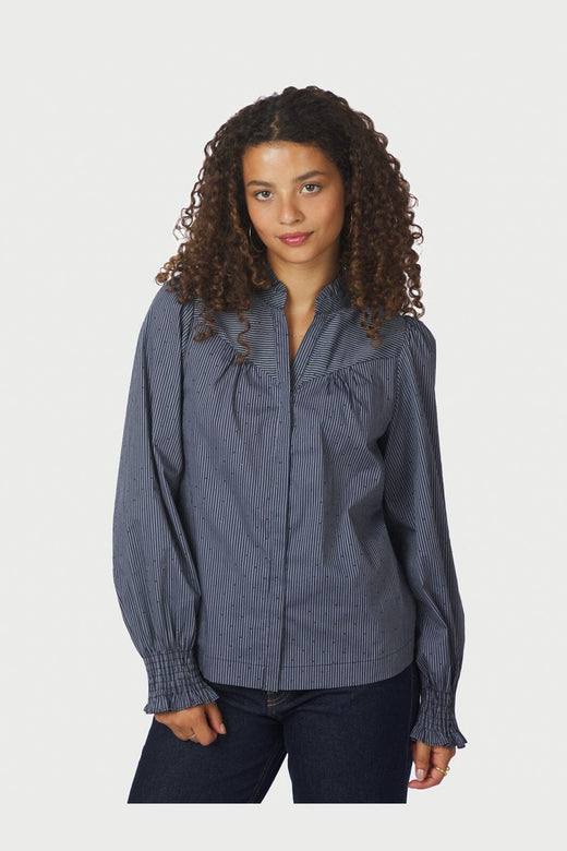 Neo Noir - Astrida Stripe Stone Blouse 167292 - 141 - Navy