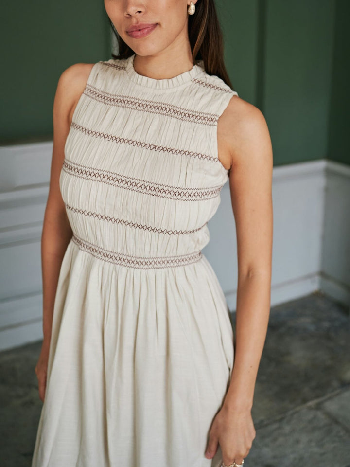 Neo Noir - Atika Deco Smock Dress 166105 - 124 - Ivory Kjoler 
