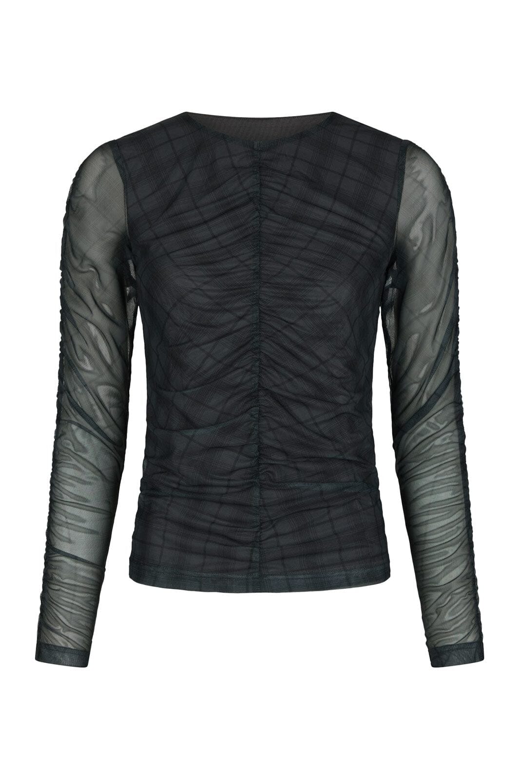 Neo Noir - Bea Check Mesh Blouse 167294 - 104 - Dark Grey
