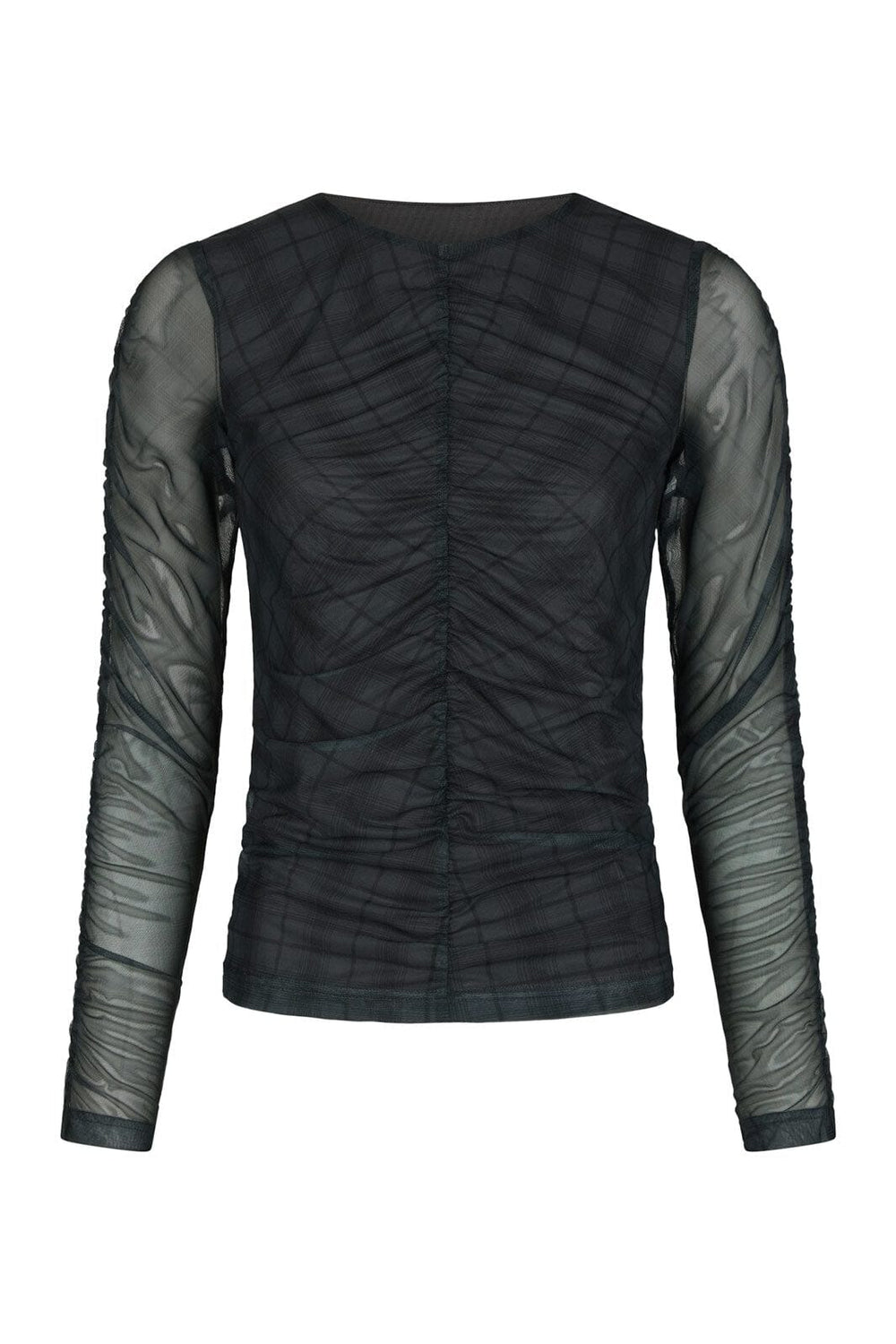 Neo Noir - Bea Check Mesh Blouse 167294 - 104 - Dark Grey