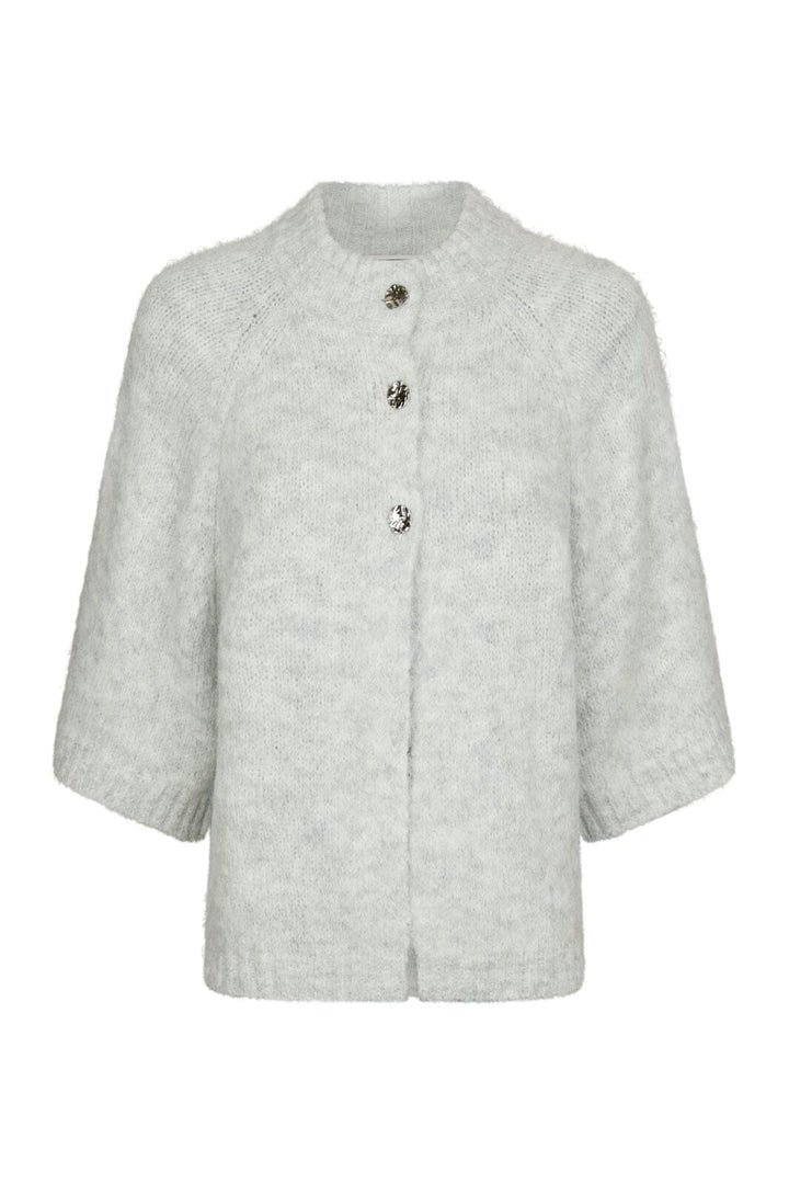 Neo Noir - Benuta Fluffy Knit Cardigan 165816 - 103 - Light Grey Melange Cardigans 