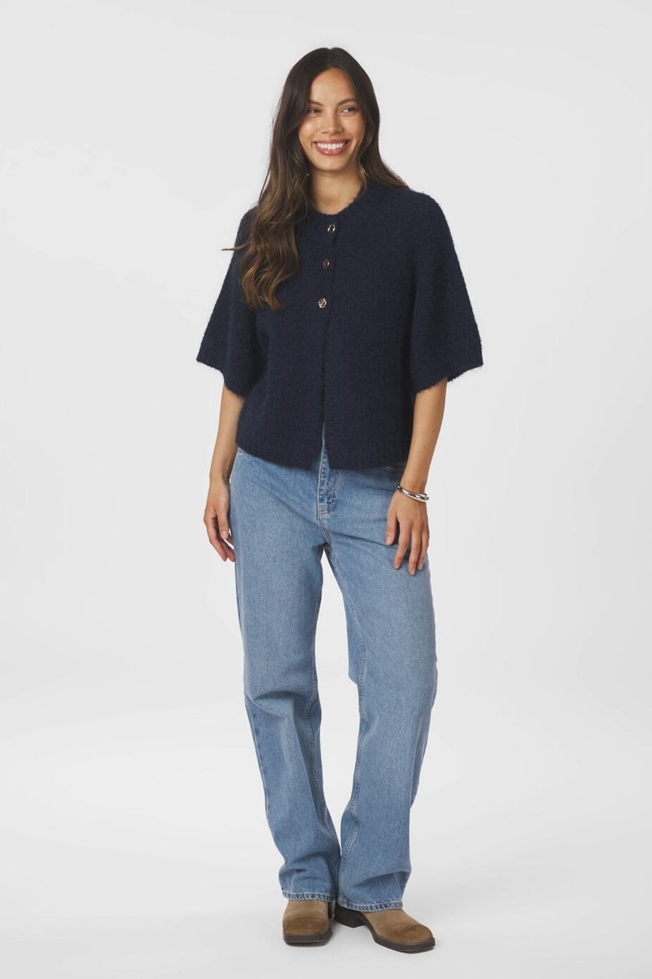 Neo Noir - Benuta Fluffy Knit Cardigan 165816 - 141 - Navy