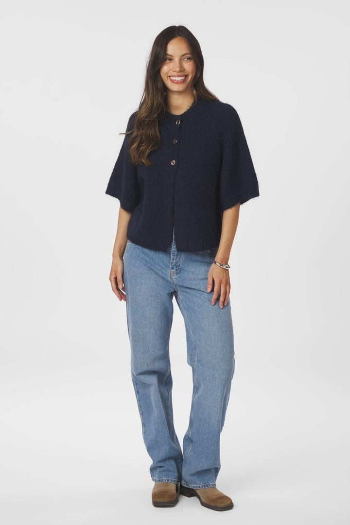 Neo Noir - Benuta Fluffy Knit Cardigan 165816 - 141 - Navy