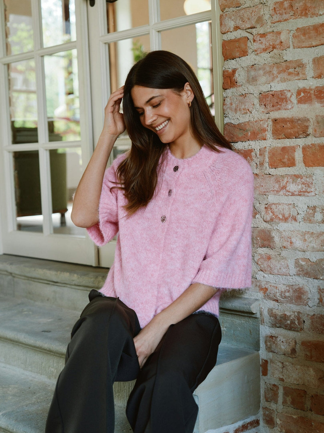 Neo Noir - Benuta Fluffy Knit Cardigan 165816 - 754 - Light Pink Cardigans 