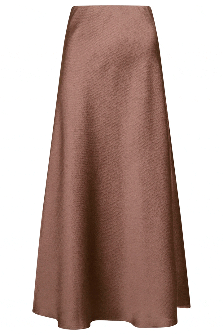 Neo Noir - Bovary Crepe Satin Skirt - Dusty Brown Nederdele 