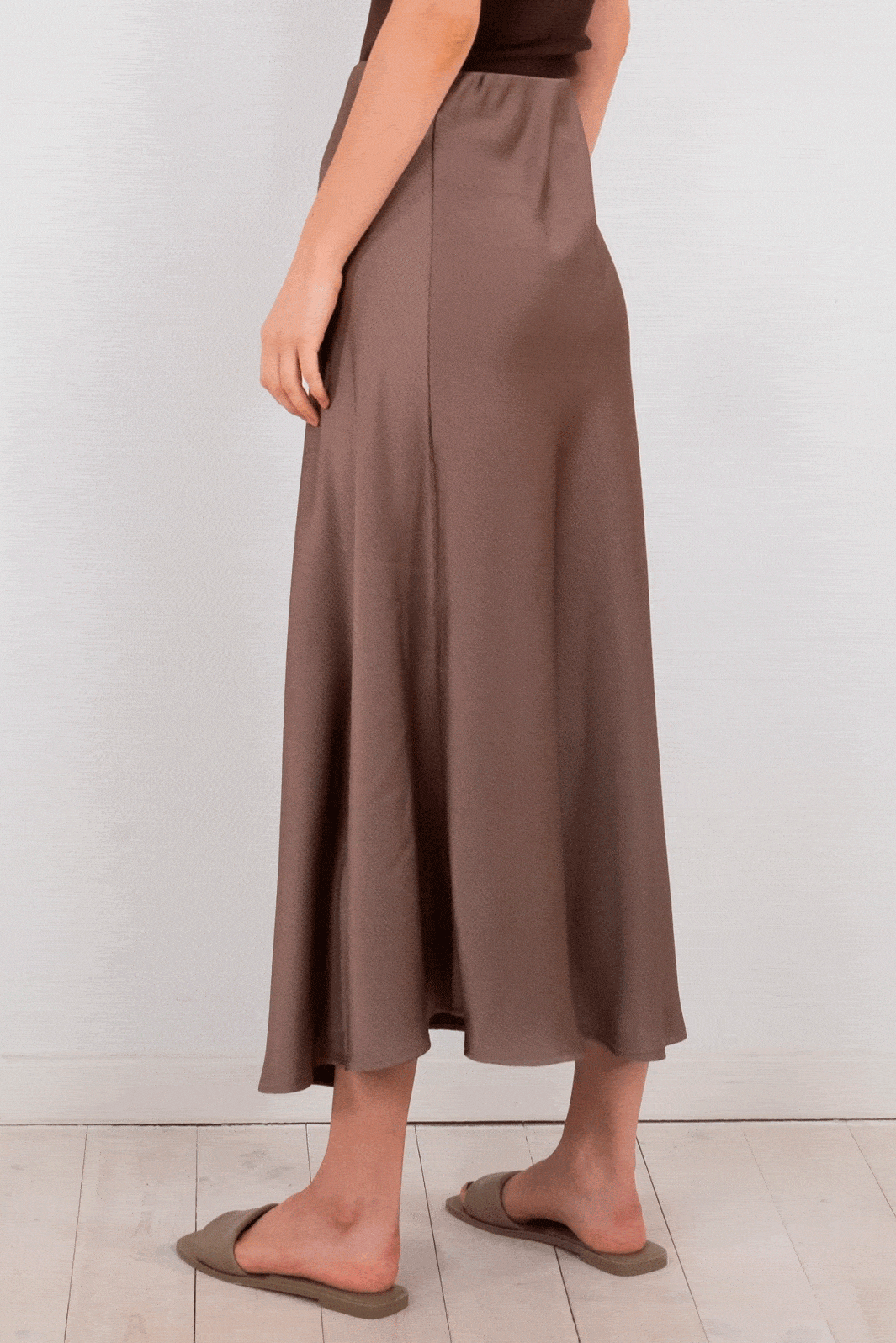 Neo Noir - Bovary Crepe Satin Skirt - Dusty Brown Nederdele 