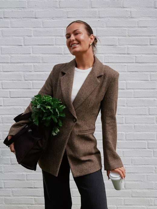 Neo Noir - Bowie Herringbone Blazer 164866 - 210 - Brown Blazere 