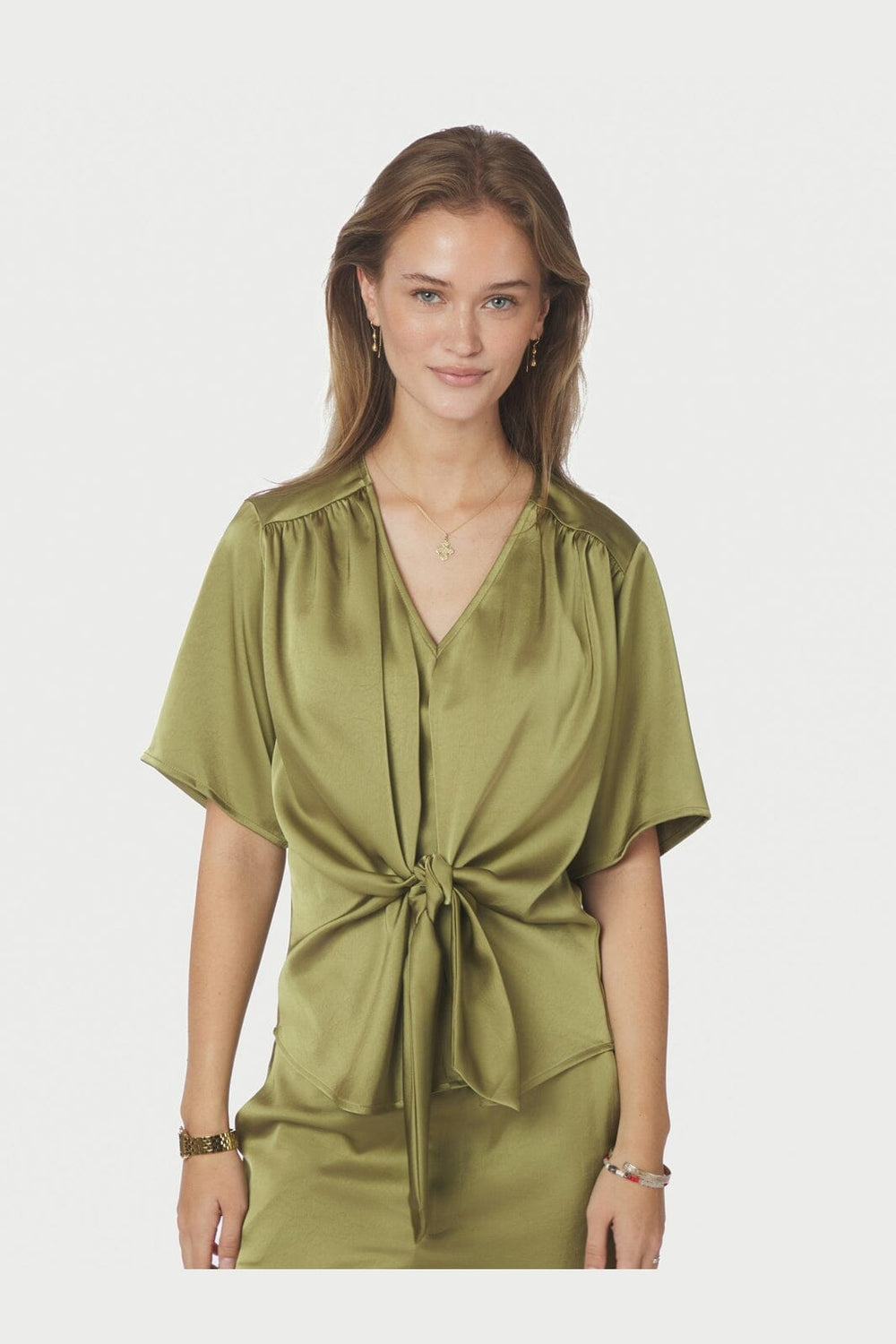 Neo Noir - Casadia Heavy Sateen Blouse 165695 - 340 - Sage Green