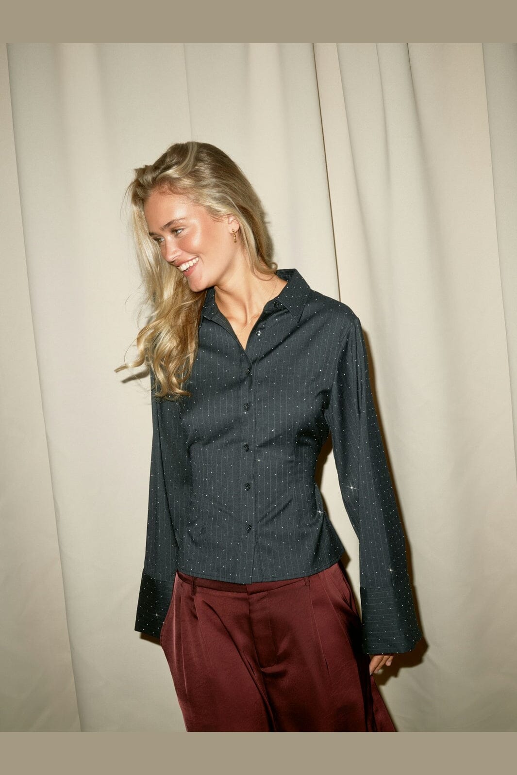 Neo Noir - Clarida Bedazz Pinstripe Shirt 171436 - 132 - Antracit