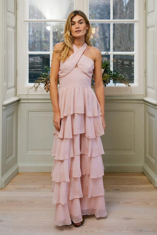 Neo Noir - Cleoni Solid Chiffon Dress 167394 - 165 - Rose