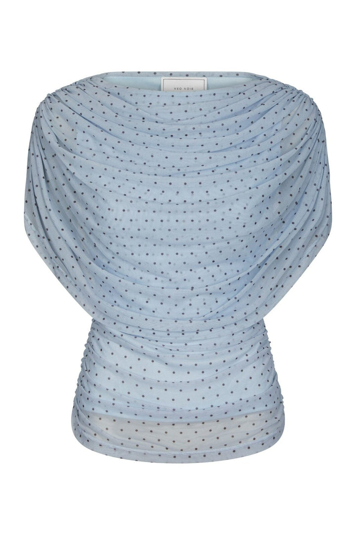 Neo Noir - Cottuna Dot Drapy Mesh Top 168988 - 145 - Light Blue