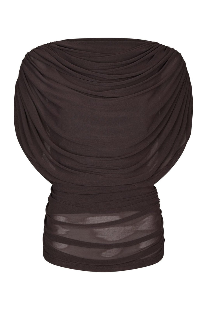 Neo Noir - Cottuna Drapy Mesh Top 167205 - 210 - Brown